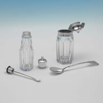 Antique Sterling Silver & Glass Cruet Set - George Burrows II & Richard Pearce, hallmarked in 1840 London - Victorian - Thumbnail 5