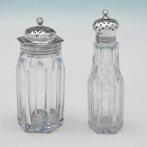 Antique Sterling Silver & Glass Cruet Set - George Burrows II & Richard Pearce, hallmarked in 1840 London - Victorian - Thumbnail 6