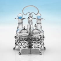 Antique Sterling Silver & Glass Cruet Set - Goldsmiths & Silversmiths Co., hallmarked in 1908 London - Edwardian - Thumbnail 1