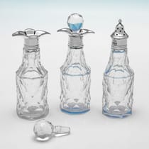 Antique Sterling Silver & Glass Cruet Set - Goldsmiths & Silversmiths Co., hallmarked in 1908 London - Edwardian - Thumbnail 4