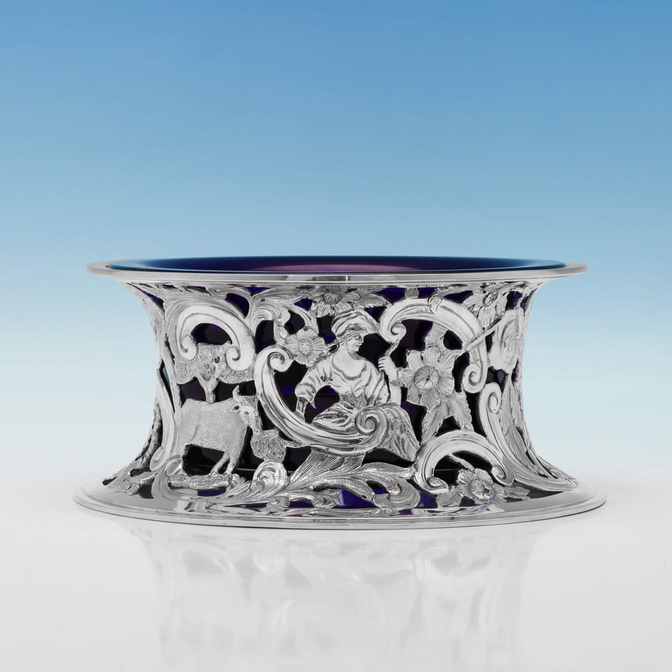 Antique Sterling Silver & Glass Dish Ring - D. & J. Wellby, hallmarked in 1921 London - George V