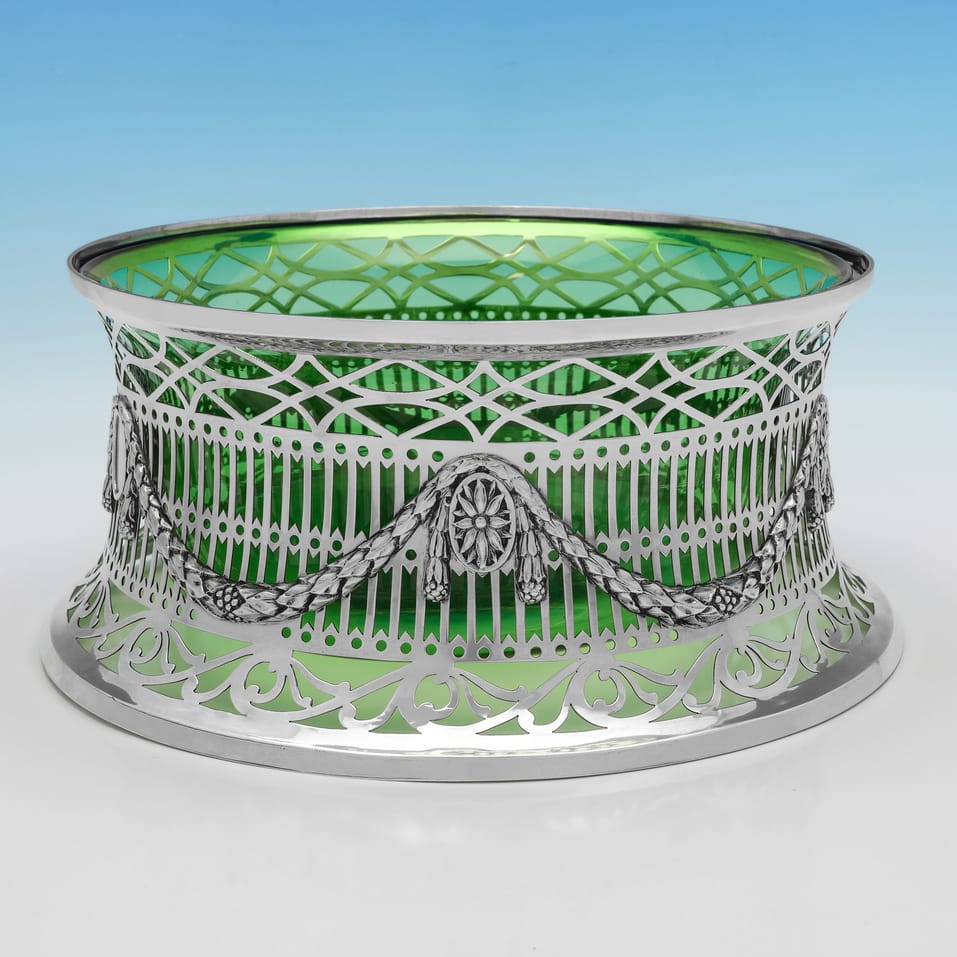 Antique Sterling Silver & Glass Oversized Dish Ring - Elkington & Co., hallmarked in 1913 London - George V - Image 1