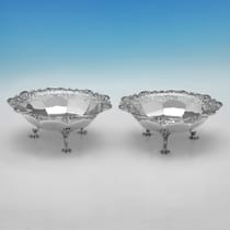 Antique Sterling Silver Pair of Dishes - James Dixon & Sons, hallmarked in 1922 Sheffield - George V - Thumbnail 1