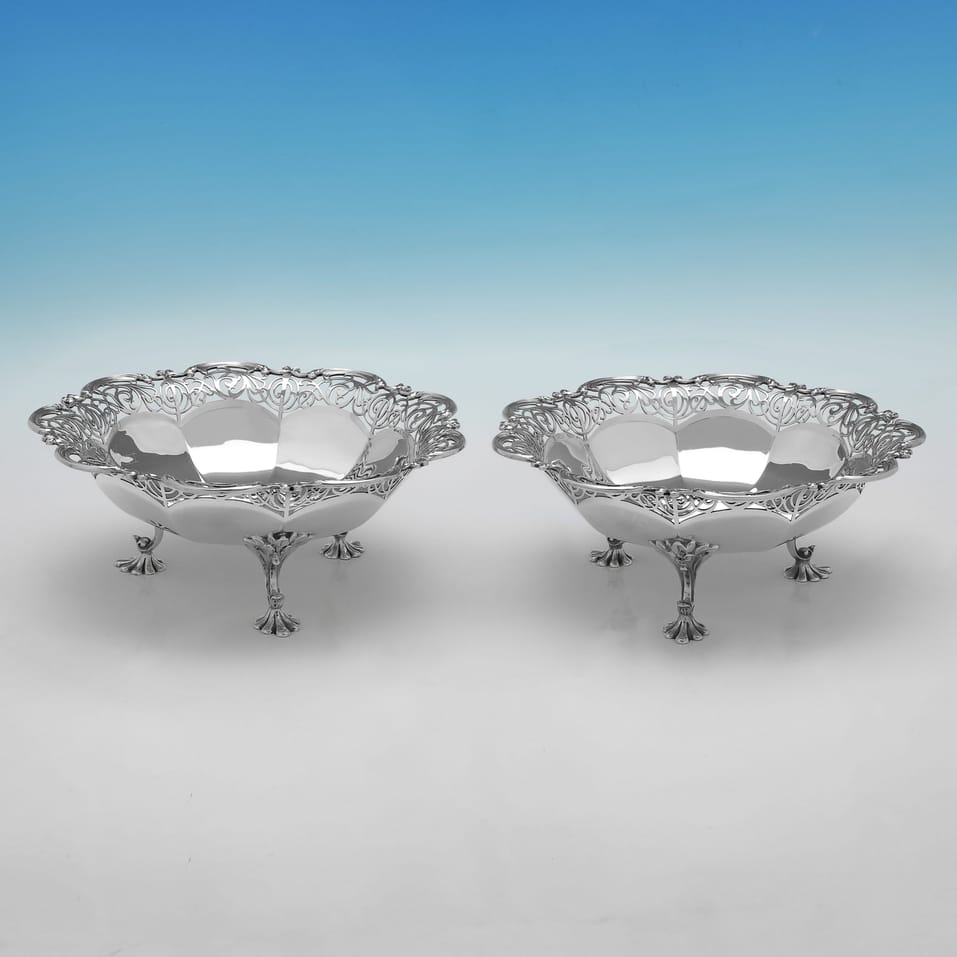 Antique Sterling Silver Pair of Dishes - James Dixon & Sons, hallmarked in 1922 Sheffield - George V