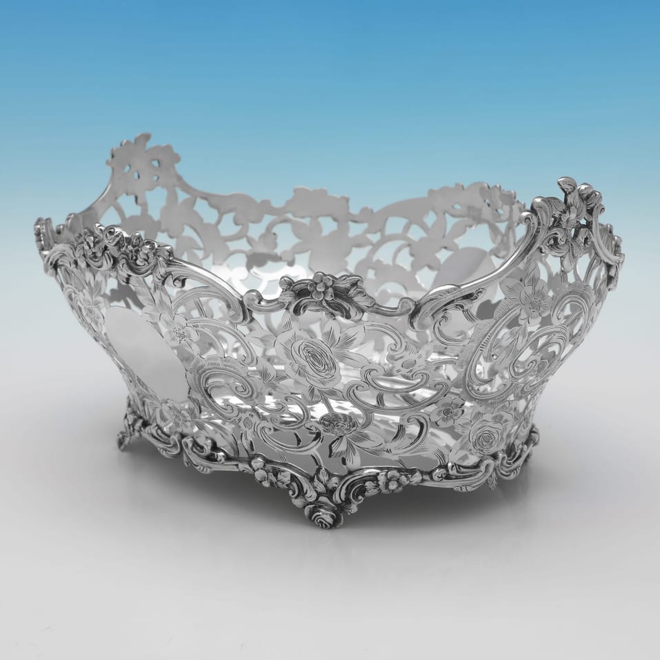 Antique Sterling Silver Suite of 5 Dishes - D. & J. Wellby & Carrington & Co., hallmarked in 1898 London - Victorian - Image 3