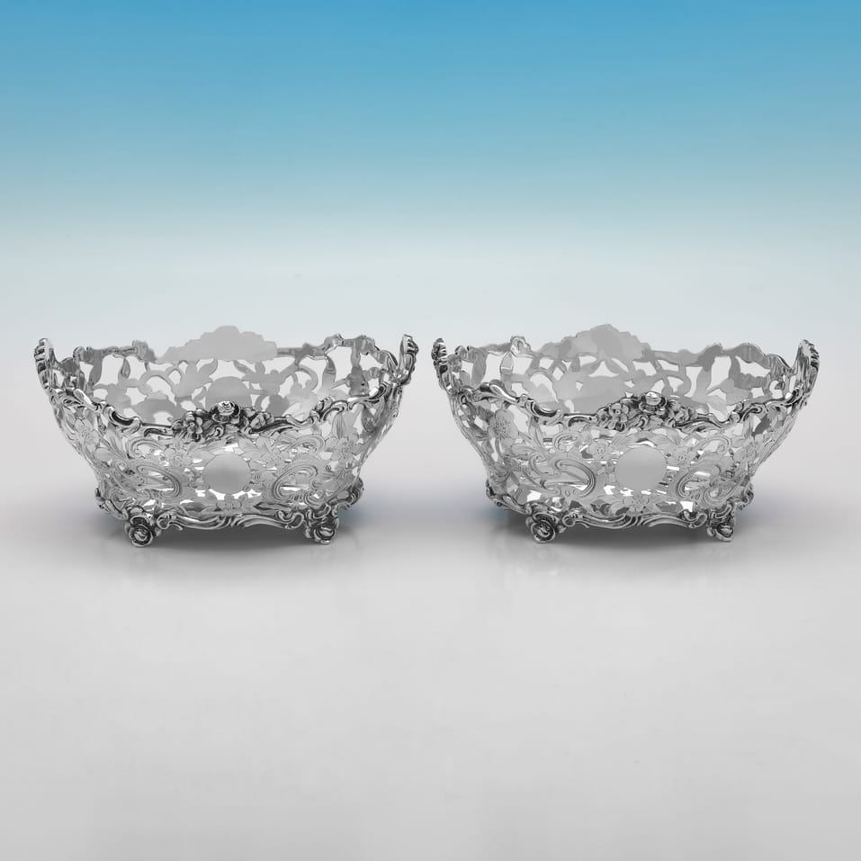 Antique Sterling Silver Suite of 5 Dishes - D. & J. Wellby & Carrington & Co., hallmarked in 1898 London - Victorian - Image 5