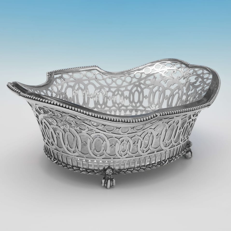 Antique Sterling Silver & Glass Dish - Dobson & Sons, hallmarked in 1890 London - Victorian