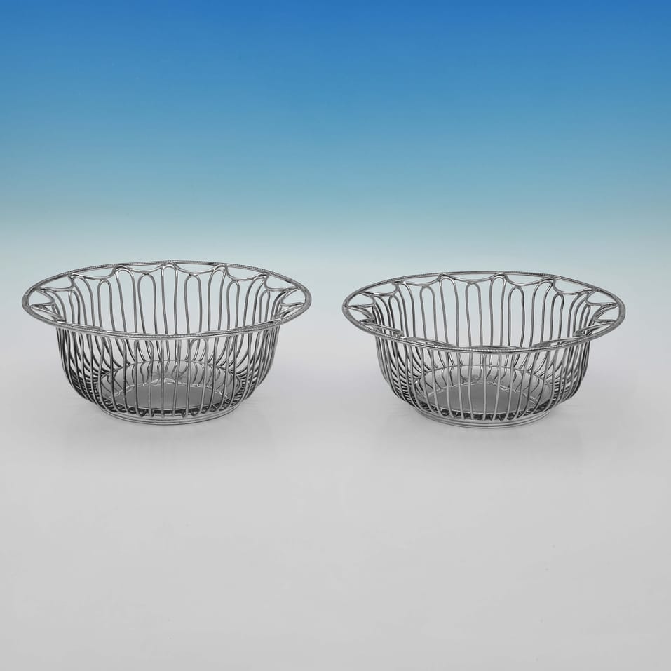 Antique Sterling Silver Pair of Dishes - Thomas Bradbury & Sons, hallmarked in 1919 Sheffield - George V