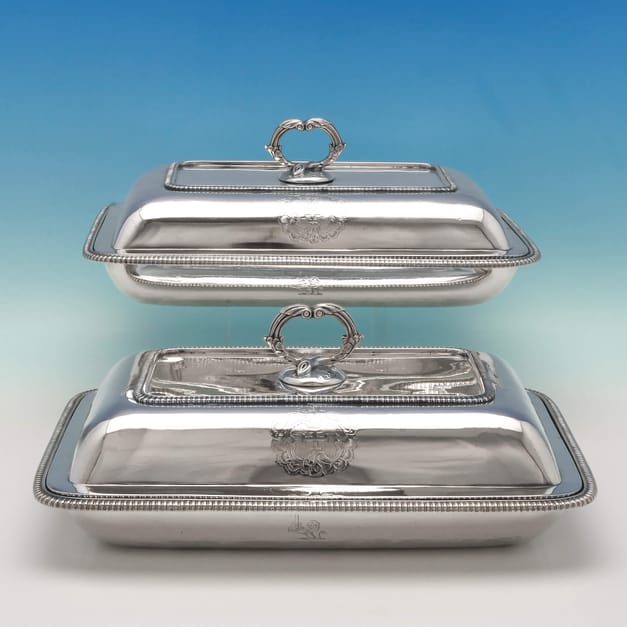 Entrée Dishes In Antique Sterling Silver. I Franks Presents Our 