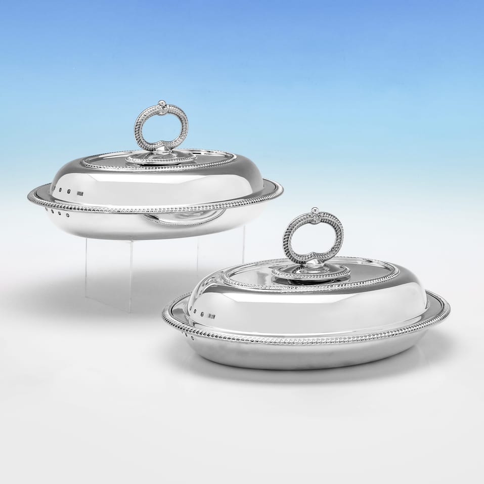 Antique Sterling Silver Pair of Entree Dishes - Hamilton & Inches, hallmarked in 1898 Edinburgh - Victorian - Image 1