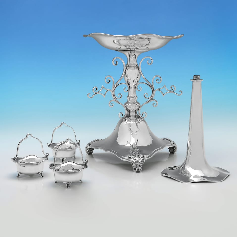 Antique Sterling Silver Art Nouveau Epergne - John & William Deakin, hallmarked in 1909 Sheffield - Edwardian - Image 2