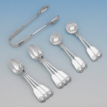 Antique, Victorian, Sterling Silver 'Fiddle, Thread & Shell Pattern Flatware' - Jackson & Fullerton, London - Thumbnail 5