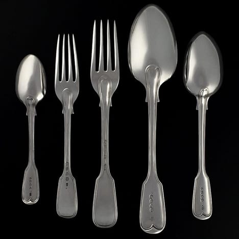 Antique, Victorian, Sterling Silver 'Fiddle & Thread Pattern Flatware' - George Adams, London - Image 2