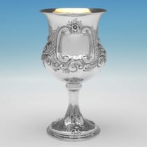 Antique Sterling Silver Large 'Campagna' Shape Goblet - Edward & Joseph Mappin, hallmarked in 1874 London - Victorian - Thumbnail 1