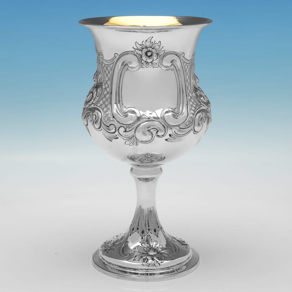 Antique Sterling Silver Large 'Campagna' Shape Goblet - Edward & Joseph Mappin, hallmarked in 1874 London - Victorian