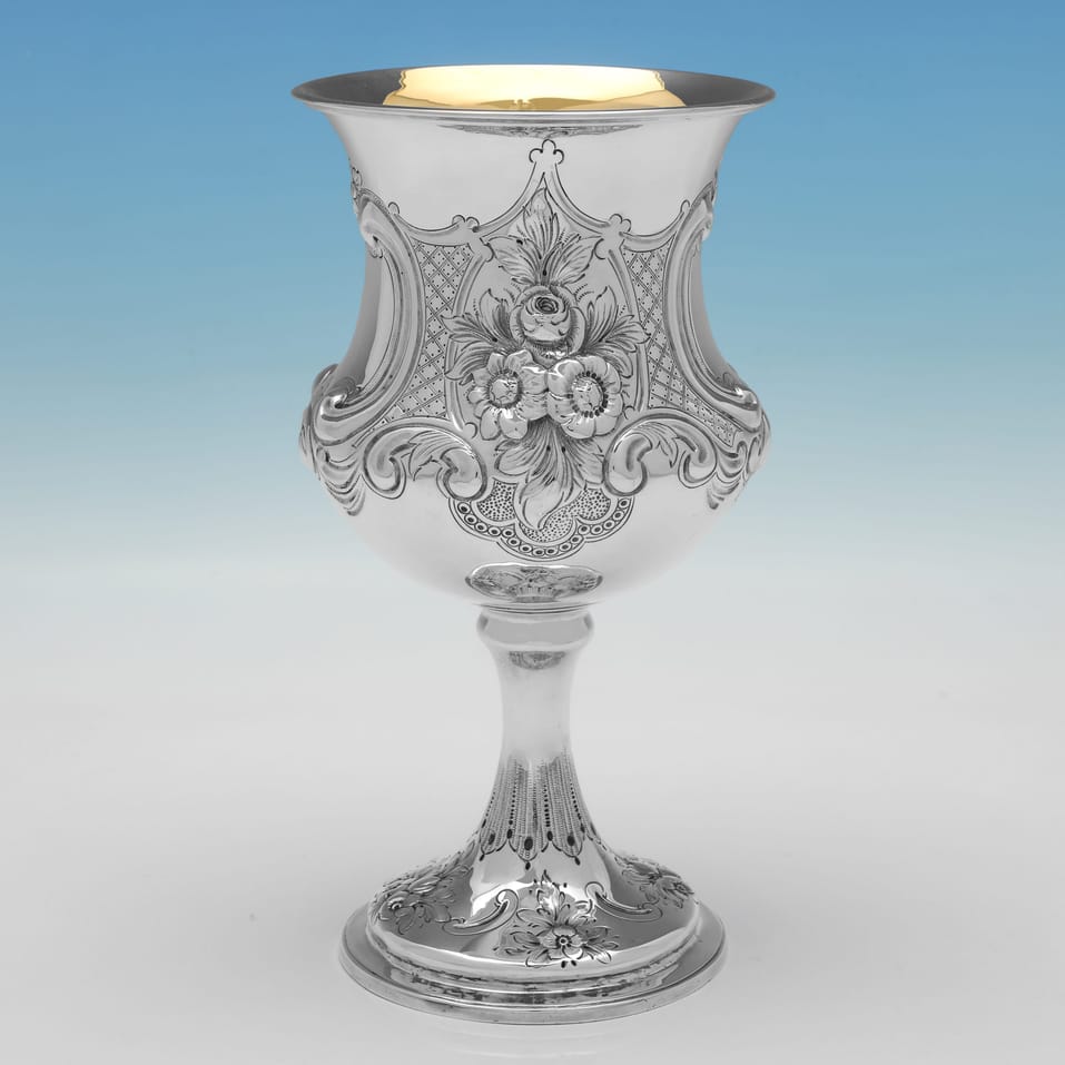 Antique Sterling Silver Large 'Campagna' Shape Goblet - Edward & Joseph Mappin, hallmarked in 1874 London - Victorian - Image 2