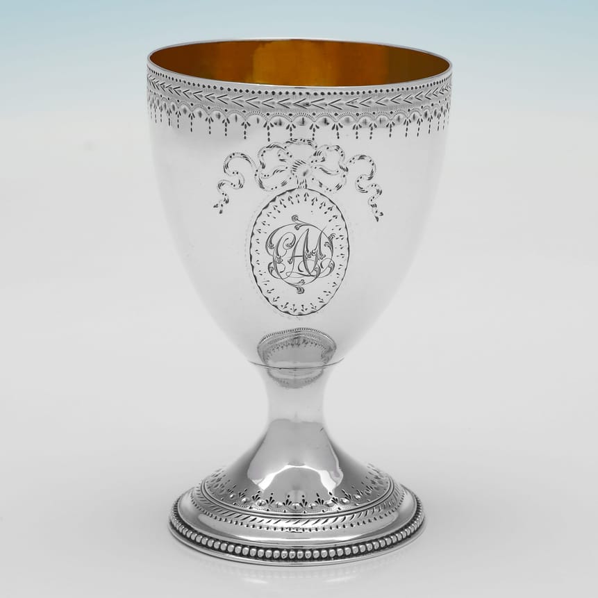 Antique Sterling Silver Goblet - Walter Brind, hallmarked in 1782 London - George III