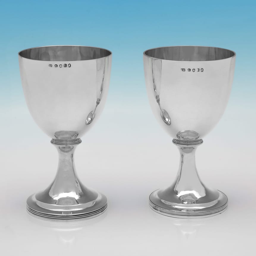 Antique Sterling Silver Pair of Goblets - Charles Fox, hallmarked in 1806 London - George III