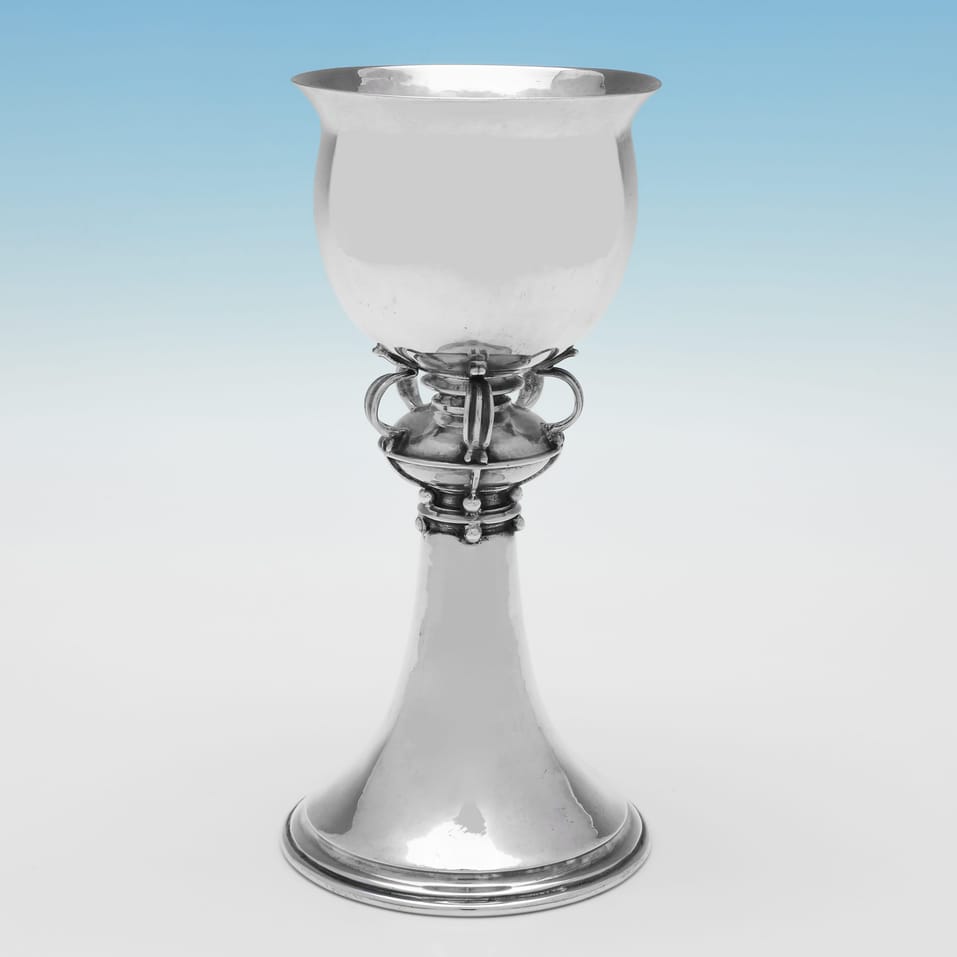 Antique Sterling Silver Arts & Crafts Goblet - Omar Ramsden, hallmarked in 1917 London - George V