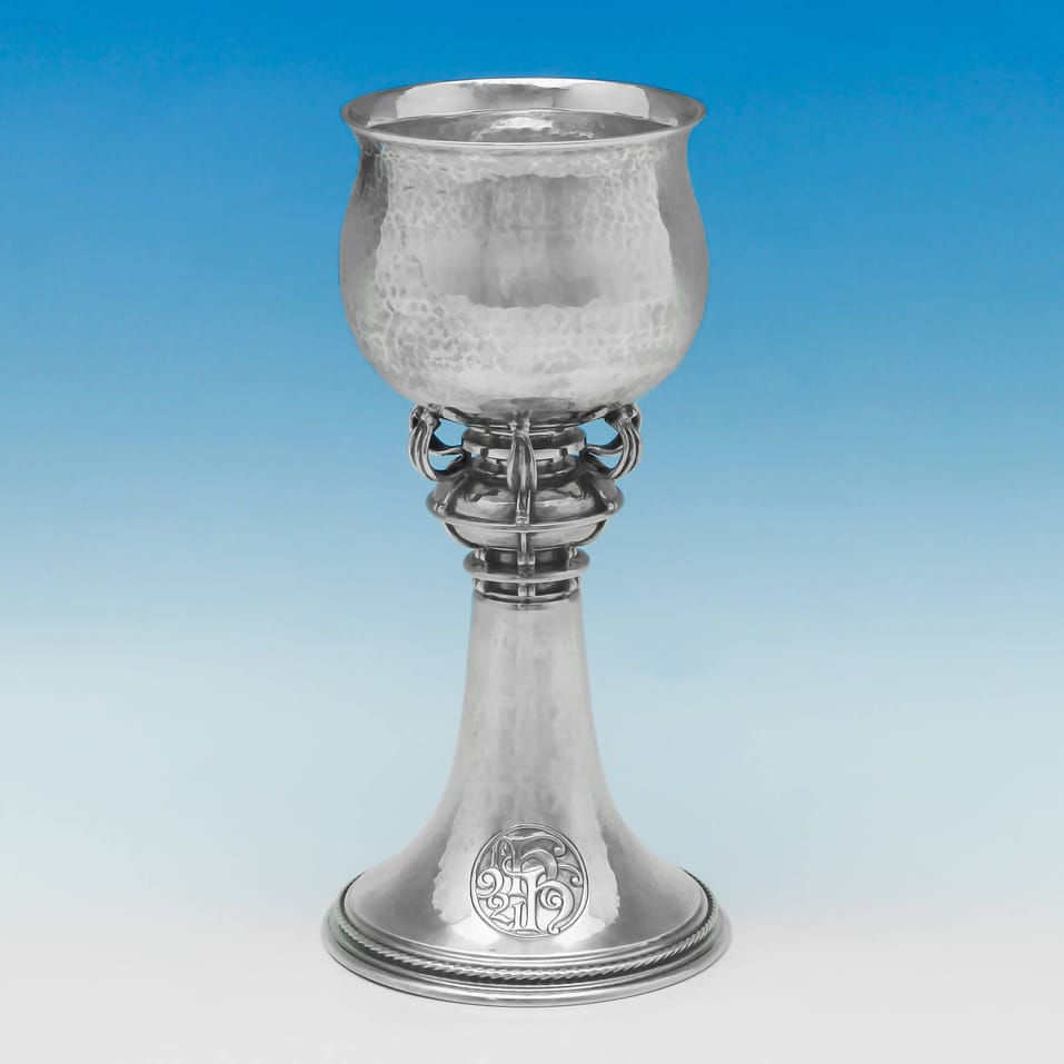 Antique Sterling Silver Arts & Crafts Goblet - Omar Ramsden, hallmarked in 1920 London - George V