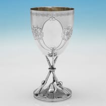 Antique Sterling Silver Goblet - John Harrison & Co, hallmarked in 1864 Sheffield - Victorian - Thumbnail 1