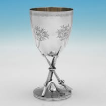 Antique Sterling Silver Goblet - John Harrison & Co, hallmarked in 1864 Sheffield - Victorian - Thumbnail 2