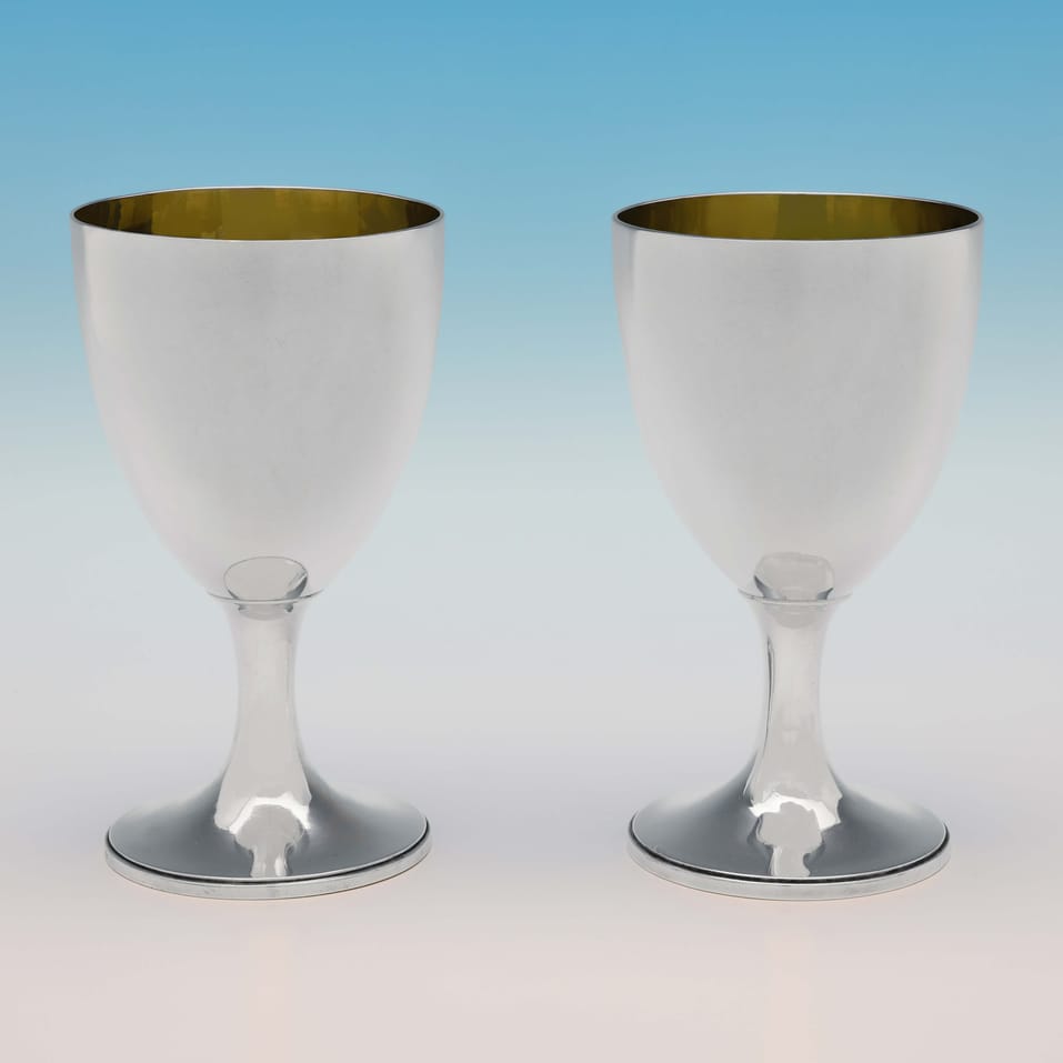 Antique Sterling Silver Pair of Goblets - John Denziloe, hallmarked in 1793 London - George III