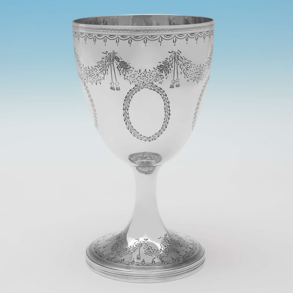 Antique Sterling Silver Goblet - Joseph Angell II, hallmarked in 1856 London - Victorian