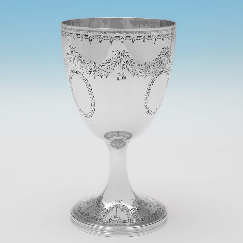 Antique Sterling Silver Goblet - Joseph Angell II, hallmarked in 1856 London - Victorian - Image 2