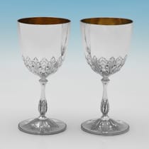 Antique Sterling Silver Pair of Goblets - Edward Charles Brown, hallmarked in 1870 London - Victorian - Thumbnail 1