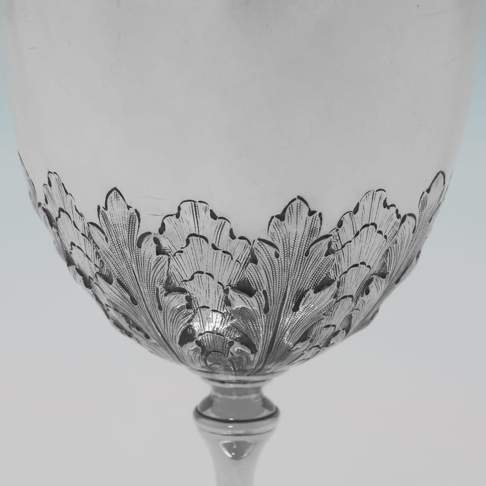 Antique Sterling Silver Pair of Goblets - Edward Charles Brown, hallmarked in 1870 London - Victorian - Image 3