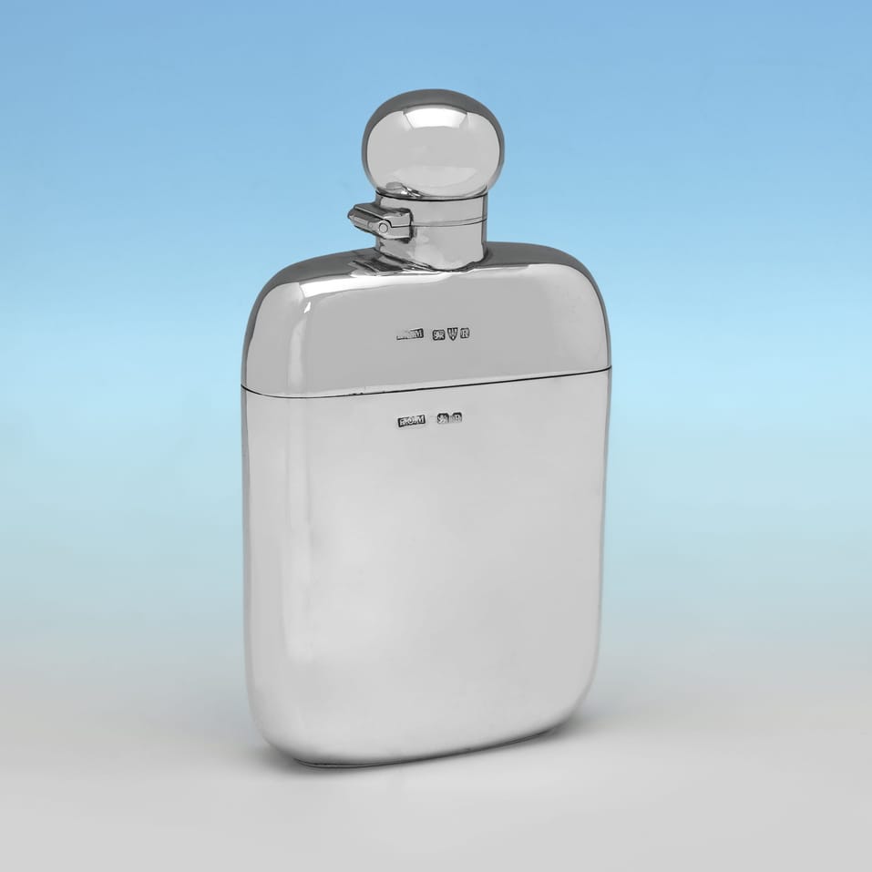 Antique Sterling Silver Hip Flask - Edward Osborn Marples, hallmarked in 1900 Chester - Victorian - Image 1