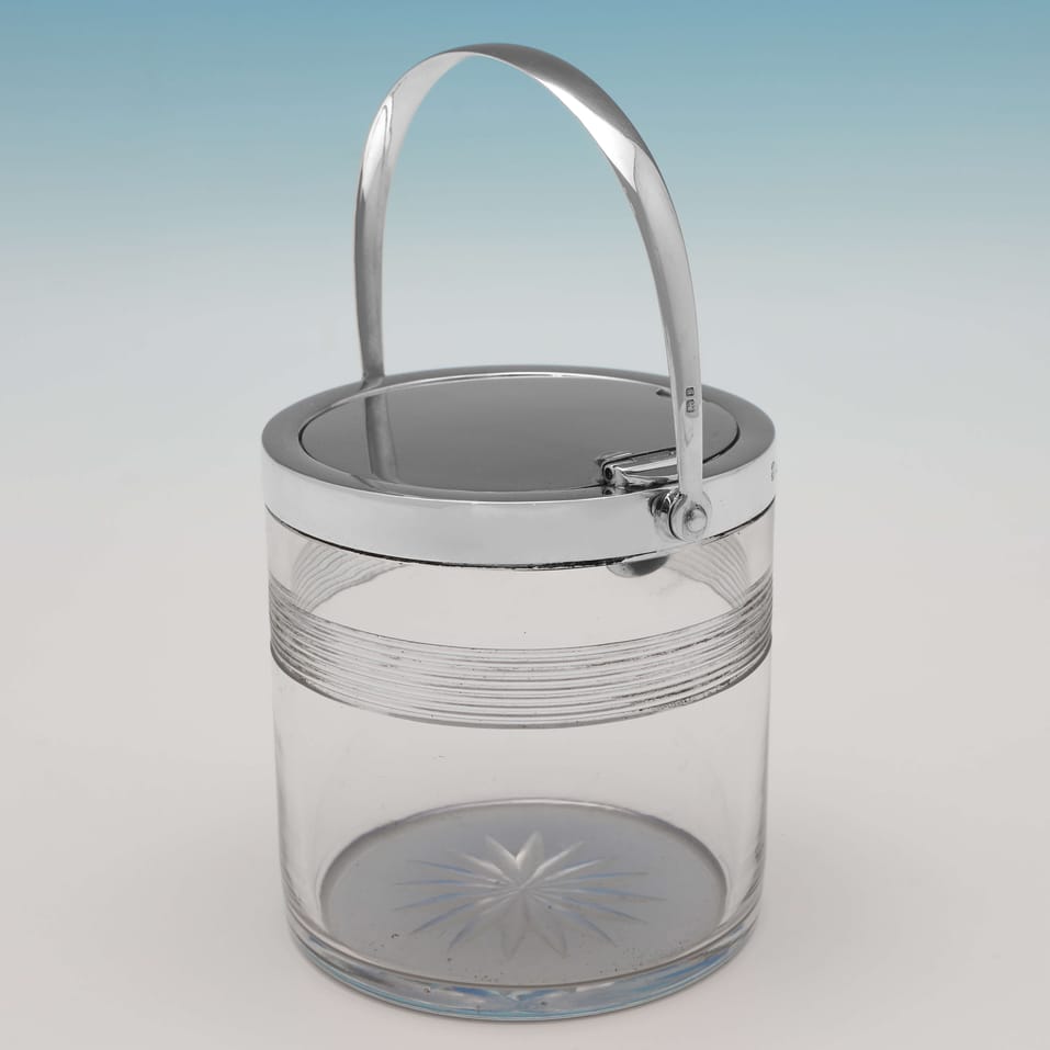 Antique Sterling Silver & Glass 'Swing Handled' Jam Pot - Heath & Middleton, hallmarked in 1906 Birmingham - Edwardian - Image 2