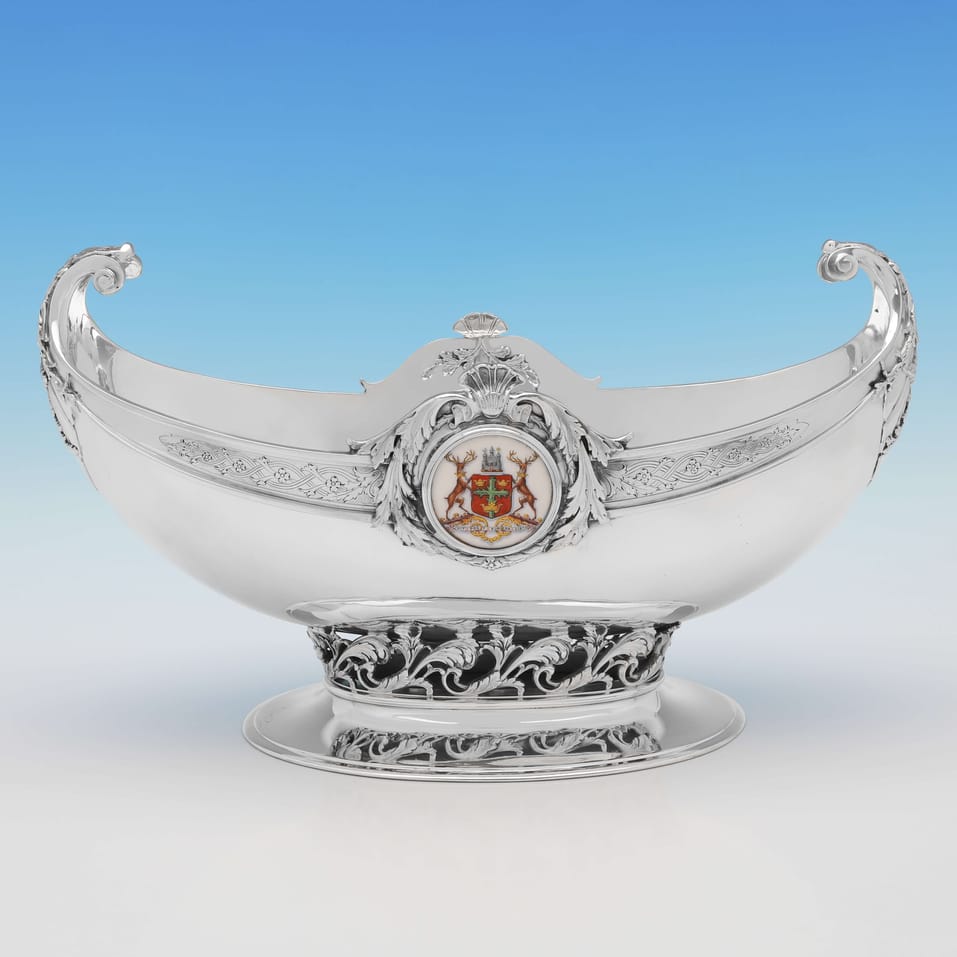 Sterling Silver & Enamel Arts & Crafts Jardiniere - Mappin & Webb, hallmarked in 1928 Sheffield - George V