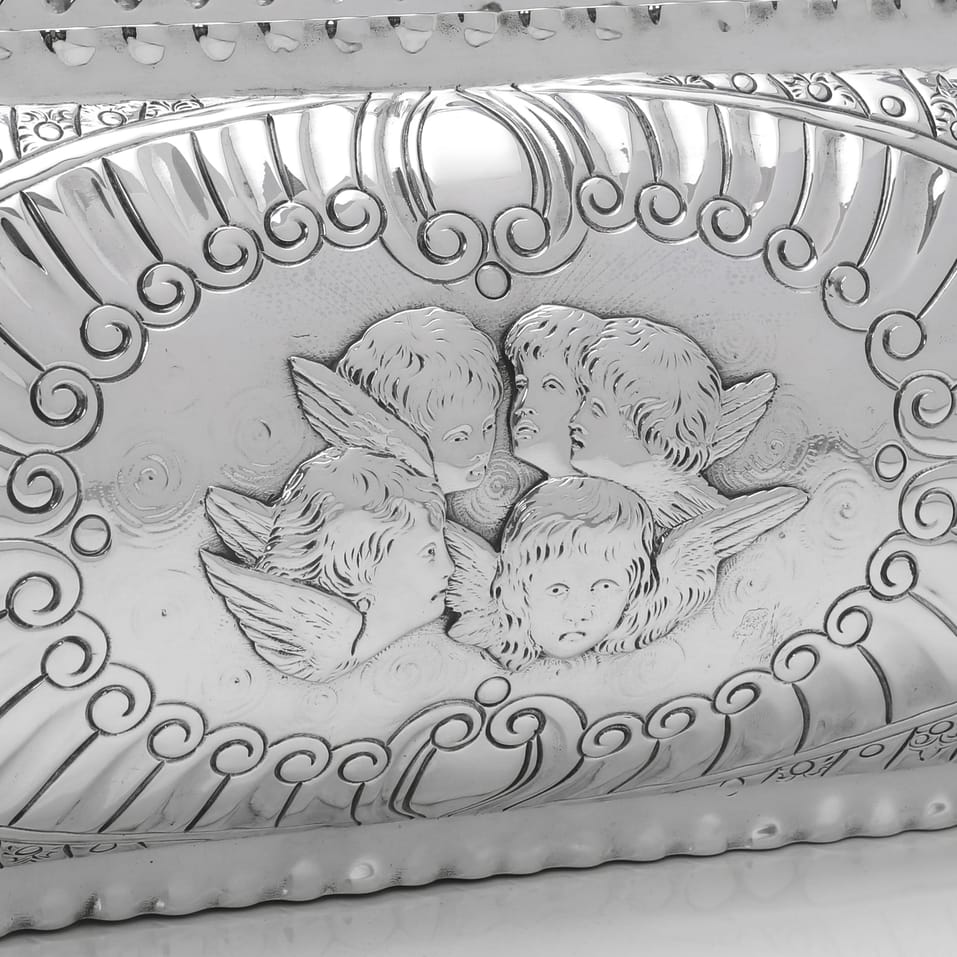 Antique Sterling Silver 'Reynolds Angels' Jewellery Box - John Newton Mappin, hallmarked in 1889 London - Victorian - Image 4