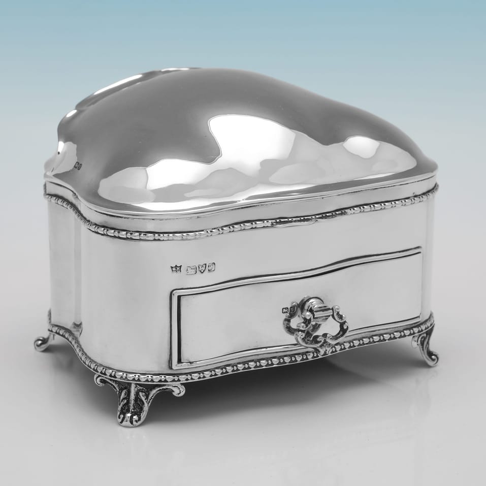 Antique Sterling Silver Jewellery Box - Nathan & Hayes, hallmarked in 1907 Chester - Edwardian