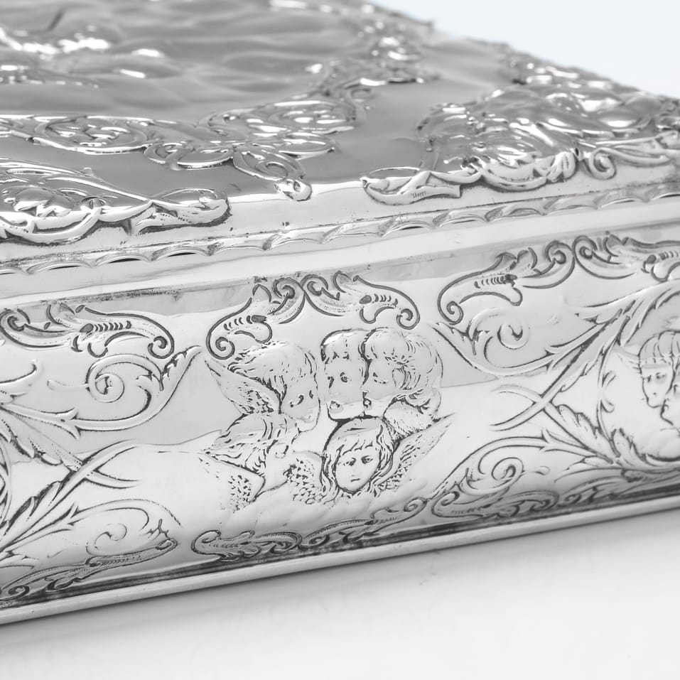 Antique Sterling Silver Dressing Table Boxes - Henry Matthews, hallmarked in 1898 Birmingham - Victorian - Image 3