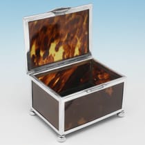 Antique Sterling Silver & Tortoiseshell Jewellery Box - Grey & Co., hallmarked in 1912 Chester - George V - Thumbnail 3