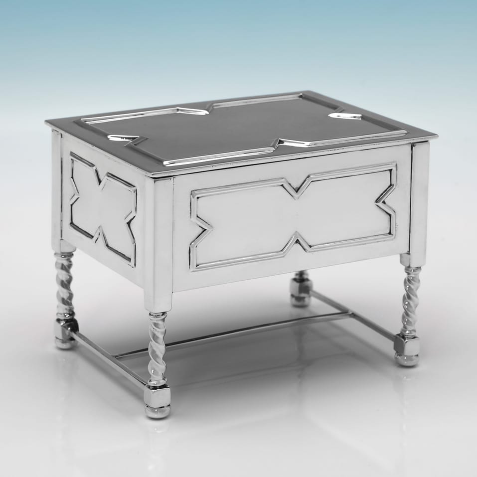 Antique Sterling Silver Jewellery Box - A. & J. Zimmerman, hallmarked in 1923 Birmingham - George V