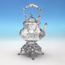 Antique Sterling Silver Kettle - Martin & Hall, hallmarked in 1877 London - Victorian - Thumbnail 2