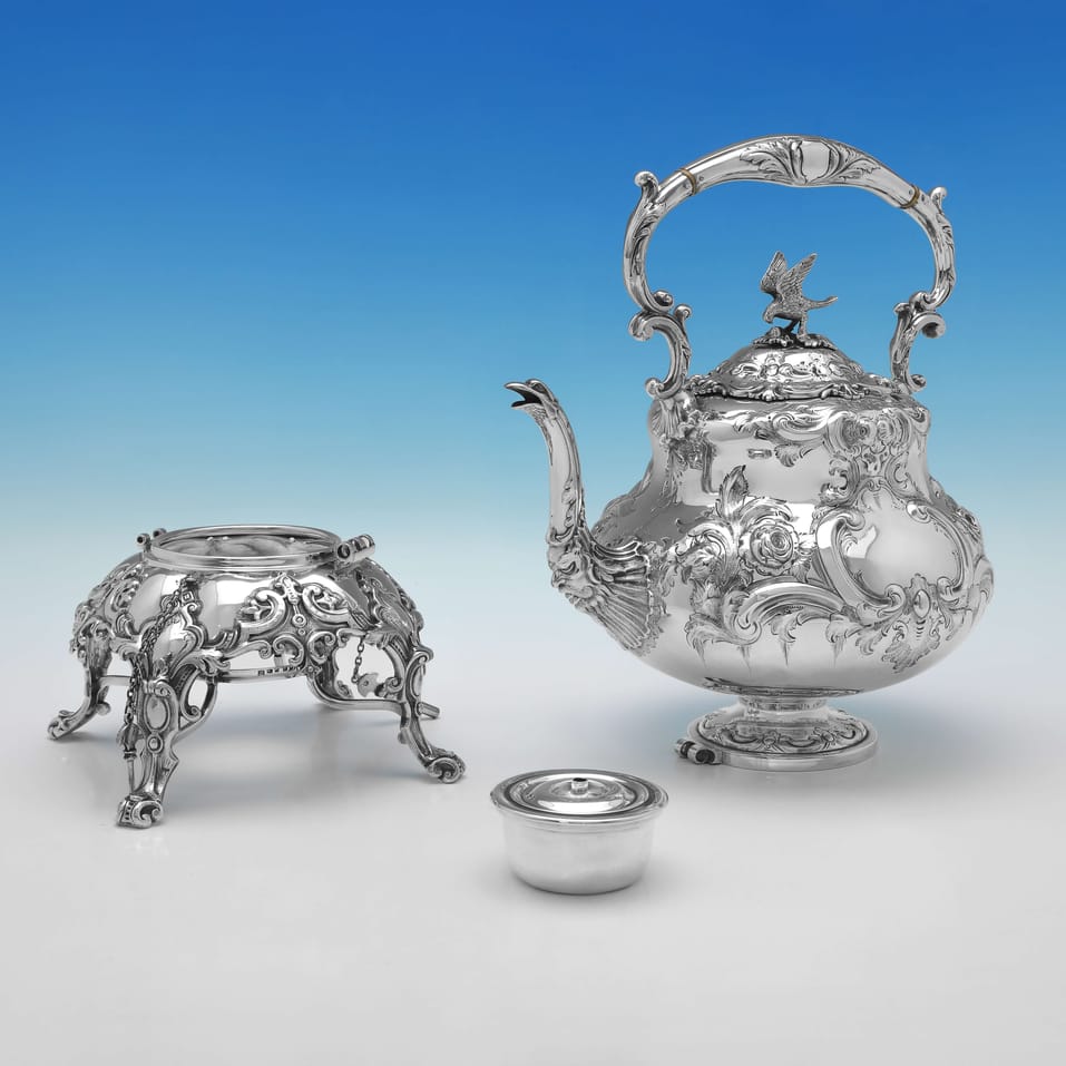 Antique Sterling Silver Kettle - Martin, Hall & Co., hallmarked in 1881 Sheffield - Victorian - Image 3