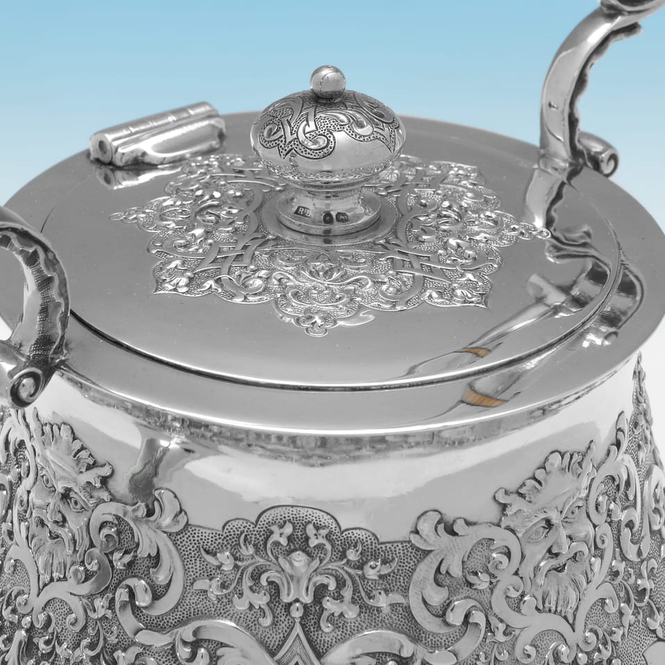 Antique Sterling Silver Kettle - Robert Hennell IV, hallmarked in 1871 London - Victorian - Image 3