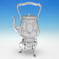 Antique Sterling Silver Kettle - Edward Hutton, hallmarked in 1881 London - Victorian - Thumbnail 1