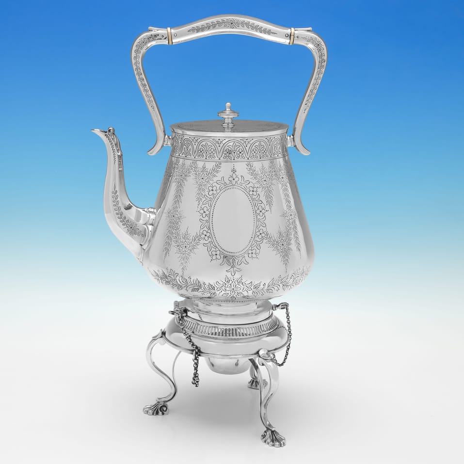 Antique Sterling Silver Kettle - Edward Hutton, hallmarked in 1881 London - Victorian - Image 1