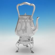 Antique Sterling Silver Kettle - Edward Hutton, hallmarked in 1881 London - Victorian - Thumbnail 2