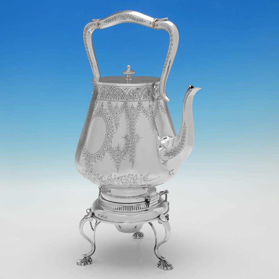 Antique Sterling Silver Kettle - Edward Hutton, hallmarked in 1881 London - Victorian - Image 2