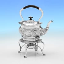 Antique Sterling Silver Kettle - William Adams, hallmarked in 1908 Birmingham - Edwardian - Thumbnail 2