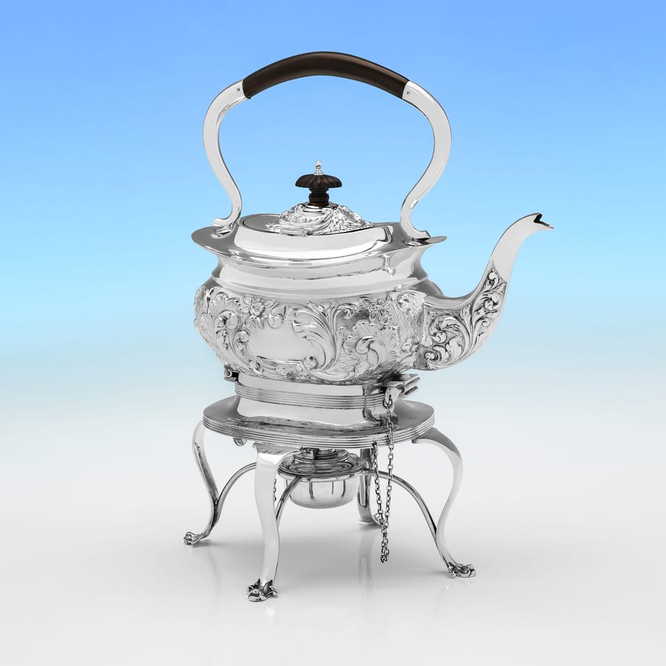 Antique Sterling Silver Kettle - William Adams, hallmarked in 1908 Birmingham - Edwardian - Image 2