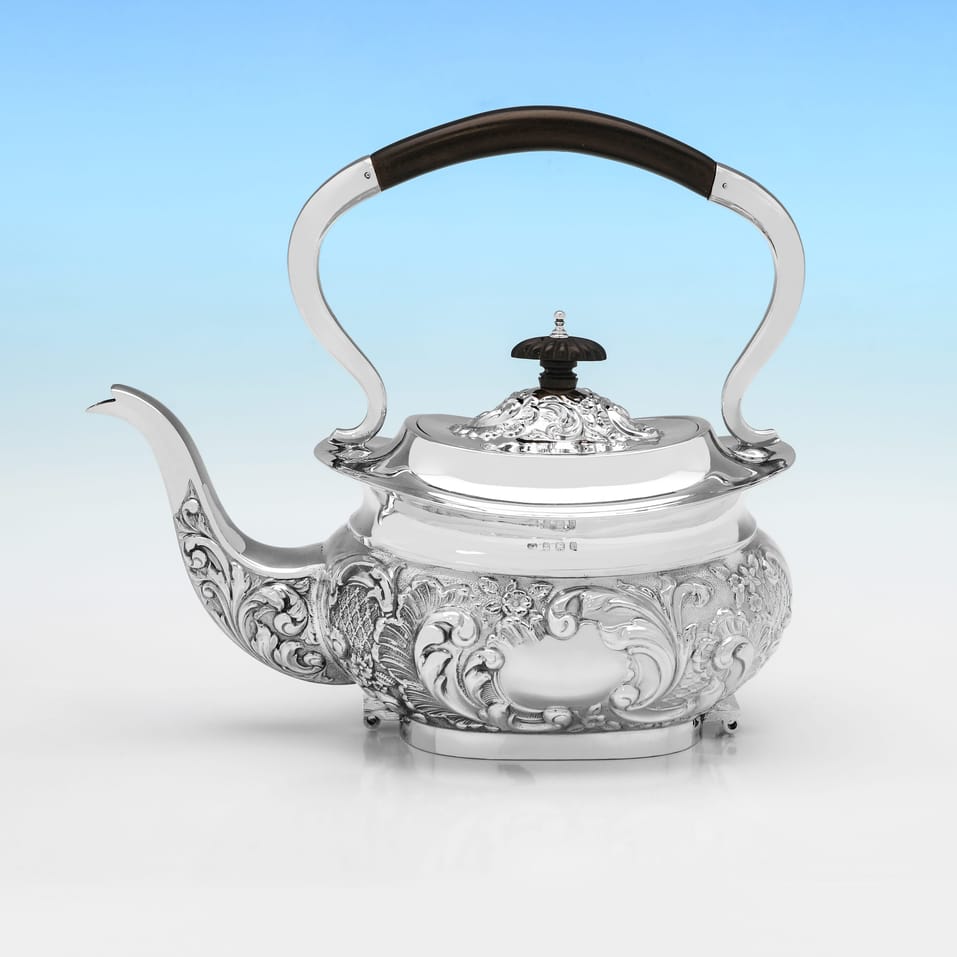 Antique Sterling Silver Kettle - William Adams, hallmarked in 1908 Birmingham - Edwardian - Image 4