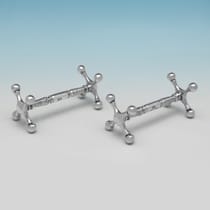 Antique Sterling Silver Pair of Knife Rests - Charles Boyton, hallmarked in 1895 London - Victorian - Thumbnail 1